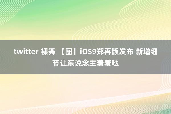 twitter 裸舞 【图】iOS9郑再版发布 新增细节让东说念主羞羞哒